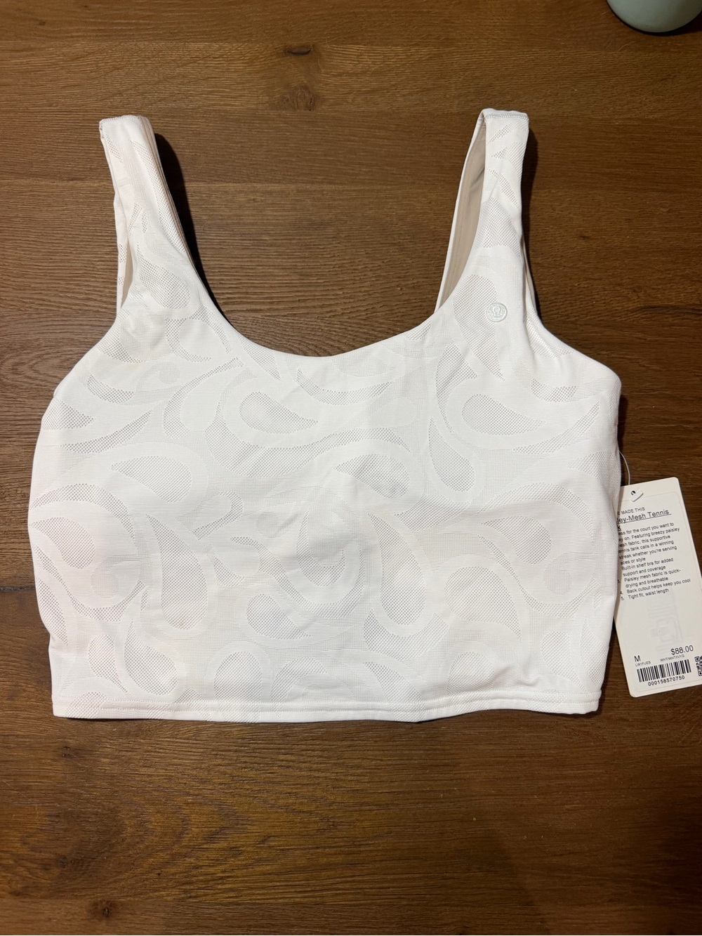 Lululemon Paisley-Mesh Tennis Tank White Size M NWT $88